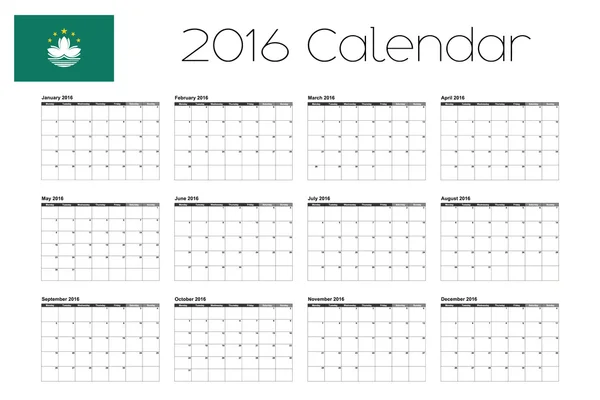 Calendario 2016 con la bandiera di Macao — Foto Stock