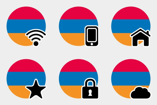 Web Ikonuppsättning med flaggan i Armenien — Stockfoto