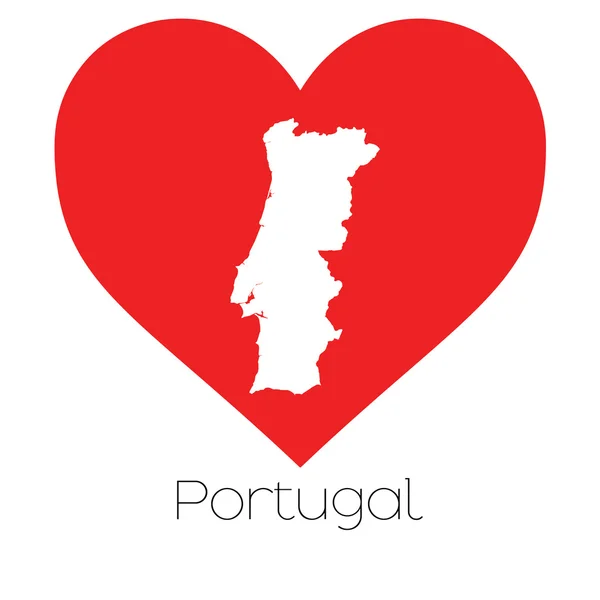 Hjerteillustrasjon med Portugals form – stockfoto
