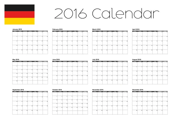 2016 kalender met de vlag van Duitsland — Stockfoto