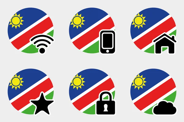 Set de iconos web con la bandera de Namibia — Foto de Stock