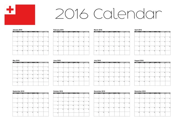 Calendario 2016 con la Bandera de Tonga —  Fotos de Stock