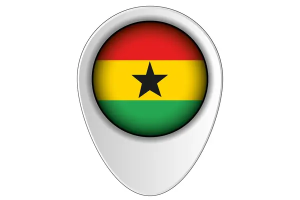 3D harita işaretçi bayrak çizimi Gana ülke — Stok fotoğraf