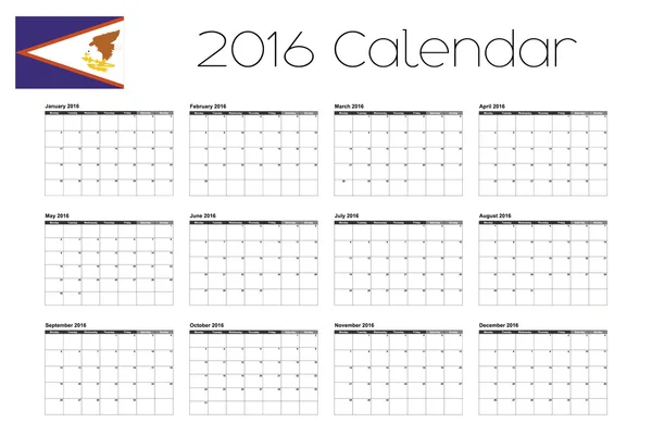 Calendário 2016 com a Bandeira da Samoa Americana — Fotografia de Stock