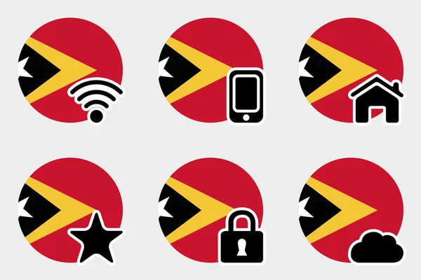 Web Ikonuppsättning med flaggan i Östtimor — Stockfoto