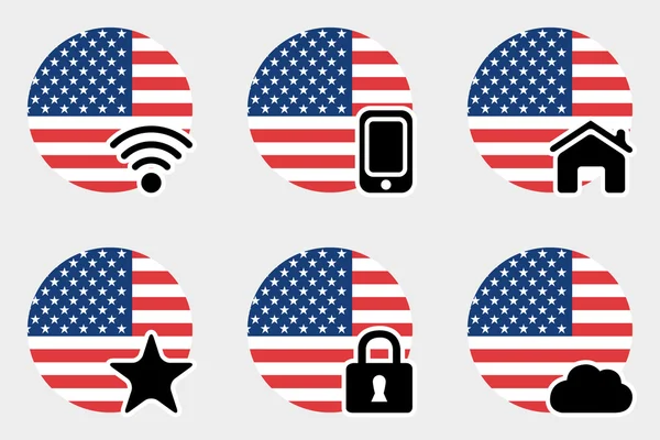 Amerika Birleşik Devletleri bayrağı ile Web Icon Set — Stok fotoğraf