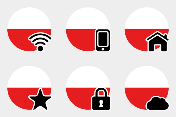Web simge seti ile Polonya bayrağı — Stok fotoğraf