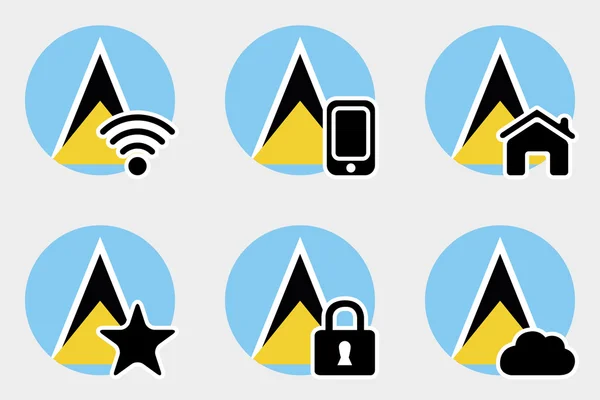 Saint Lucia bayrağı ile Web Icon Set — Stok fotoğraf