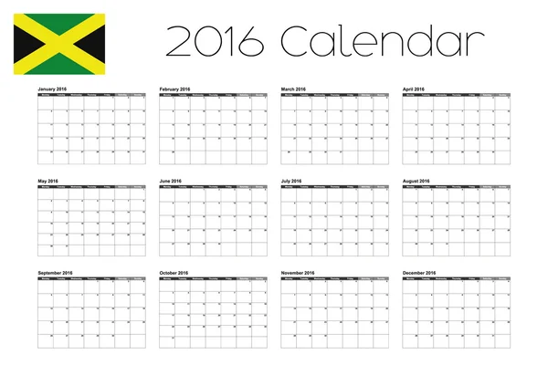 2016 kalender met de vlag van Jamaica — Stockfoto