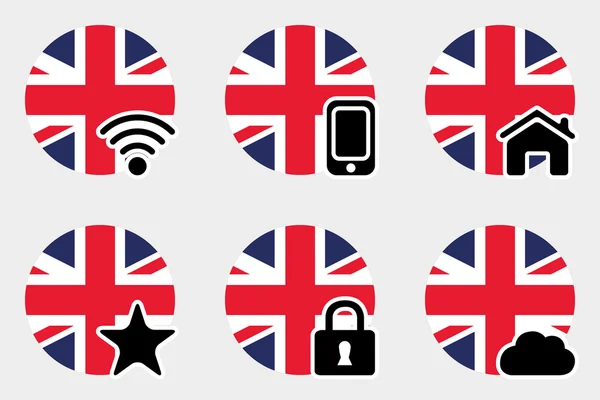 Web Icon Set with the Flag of United Kingdom — Stock Photo, Image