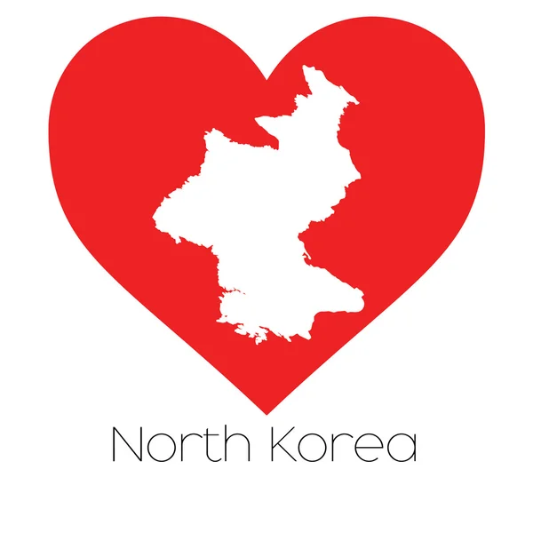 Ilustración del corazón con la forma de Corea del Norte —  Fotos de Stock