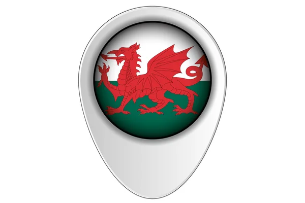 Mapa 3D Ponteiro Bandeira Ilustração do País de Gales — Fotografia de Stock