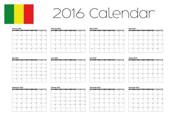 Calendario 2016 con la bandiera del Mali — Foto Stock