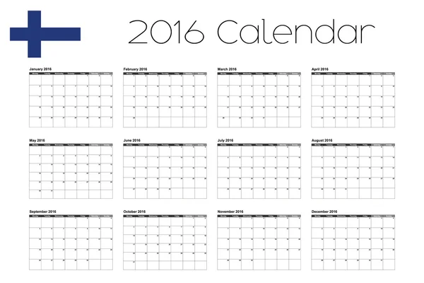 2016 kalender met de vlag van Finland — Stockfoto