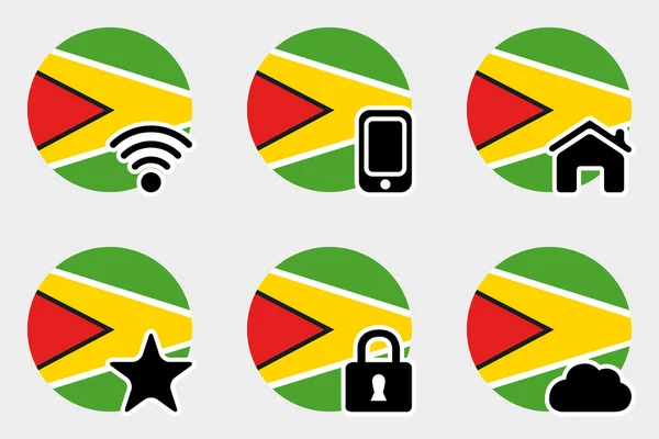 Web Icon Set z Flaga Gujany — Zdjęcie stockowe