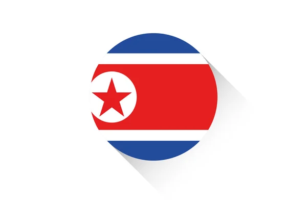 Round flag with shadow of North Korea — Stock Photo, Image