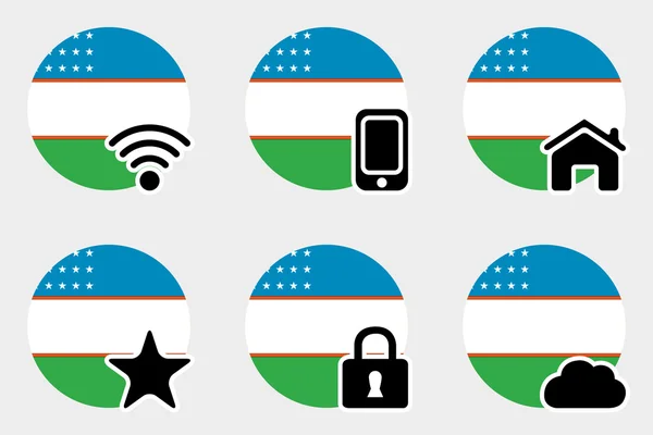 Set de iconos web con la bandera de Uzbekistán —  Fotos de Stock