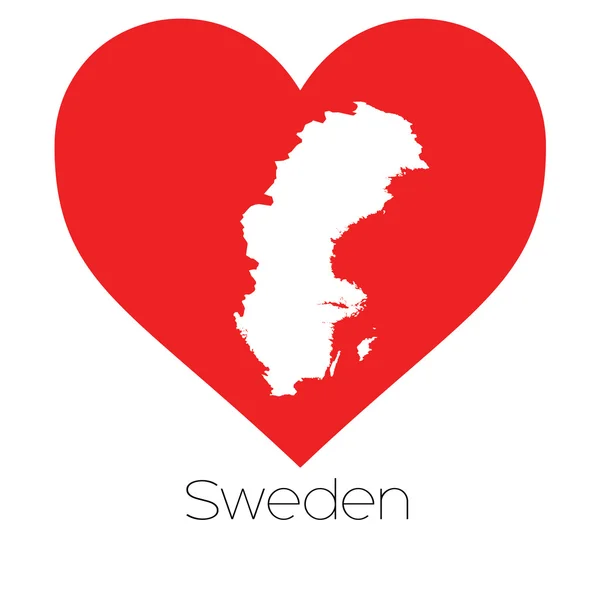 Ilustrace srdce s tvarem Švédska — Stock fotografie