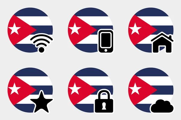 Conjunto de iconos web con la bandera de Cuba — Foto de Stock