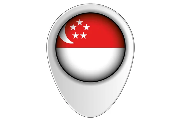 シンガポールの国の 3 d マップ ポインター旗イラスト — ストック写真