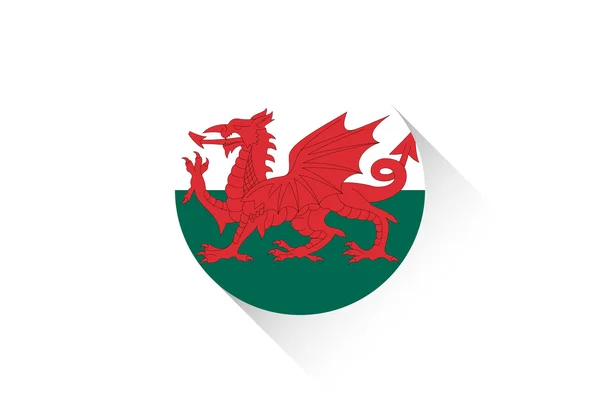 Ronde vlag met schaduw van Wales — Stockfoto