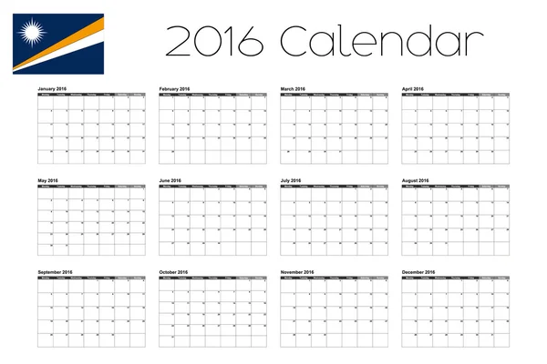 Calendario 2016 con la bandera de las Islas Marshall — Foto de Stock