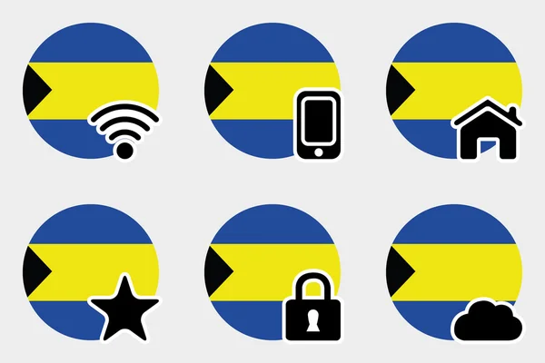 Web Ikonuppsättning med flaggan i Bahamas — Stockfoto