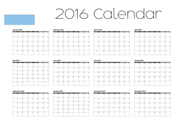 Calendario 2016 con la Bandera de San Marino — Foto de Stock