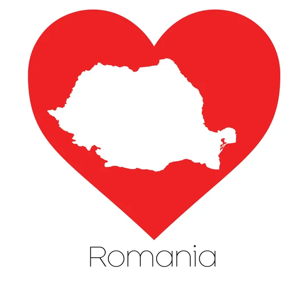Hjärtat illustration med formen av Rumänien — Stockfoto