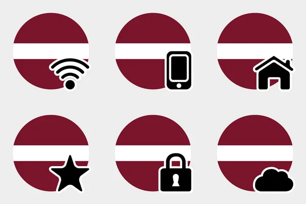 Web simge seti ile Letonya bayrağı — Stok fotoğraf