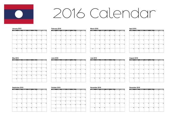 2016 kalender met de vlag van Laos — Stockfoto