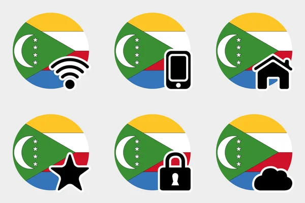 Web Icon Set z flaga Komorów — Zdjęcie stockowe
