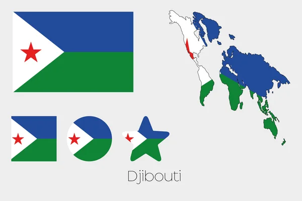 Conjunto de múltiples formas con la bandera de Djibouti — Foto de Stock