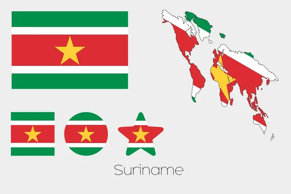 Multiple Shapes Set with the Flag of Suriname — Stock Photo, Image