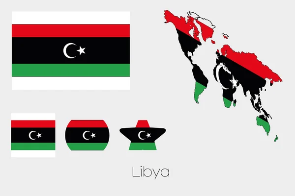 リビア-46 のフラグと複数の図形セット — ストック写真