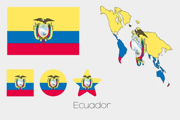 Meerdere Shapes Set met de vlag van Ecuador — Stockfoto
