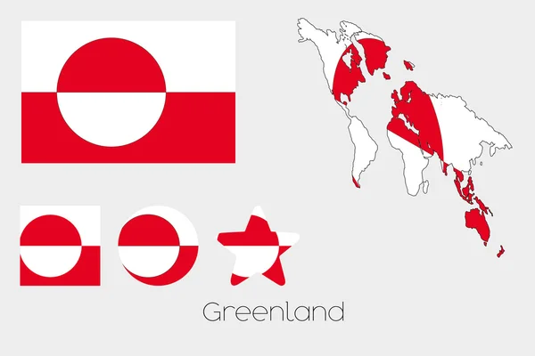 Multiple Shapes Set with the Flag of Greenland — Stock Photo, Image