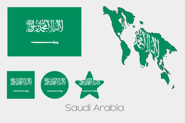 Multiple Shapes Set with the Flag of Saudi Arabia — Stock Photo, Image