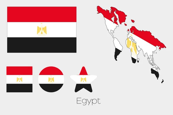 Várias formas definidas com a bandeira do Egito — Fotografia de Stock