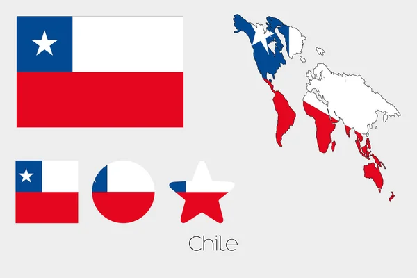 Multiple Shapes Set with the Flag of Chile — Stock Photo, Image