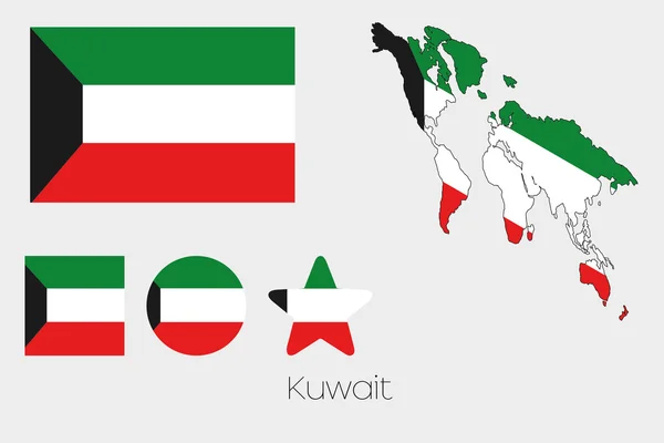 Meerdere Shapes Set met de vlag van Koeweit — Stockfoto
