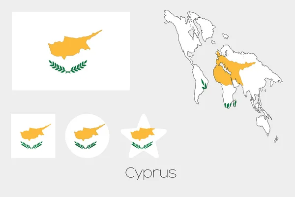 Multiple Shapes Set with the Flag of Cyprus — Stock Photo, Image