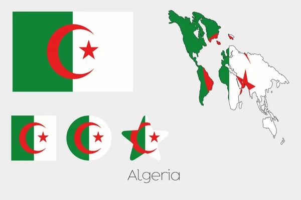Conjunto de múltiples formas con la bandera de Argelia —  Fotos de Stock