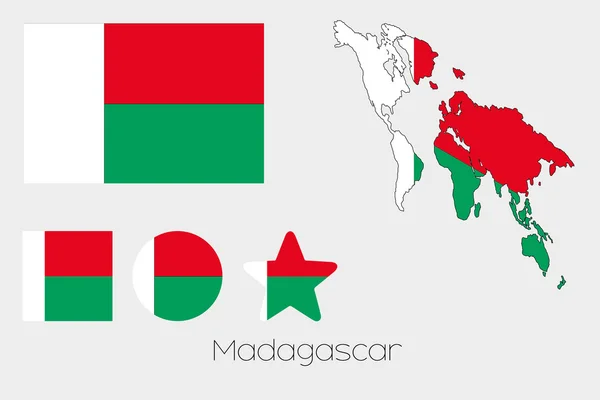 Multiple Shapes Set with the Flag of Madagascar — Stock Photo, Image