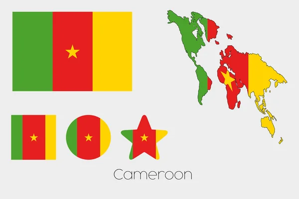 Multiple Shapes Set with the Flag of Cameroon — Stock Photo, Image