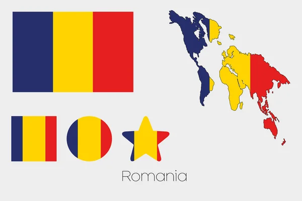 Set di forme multiple con la bandiera di Romania — Foto Stock
