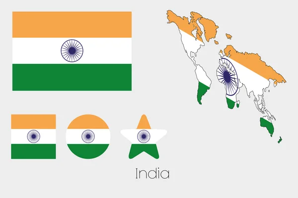 Beberapa Bentuk Ditata dengan Bendera India — Stok Foto