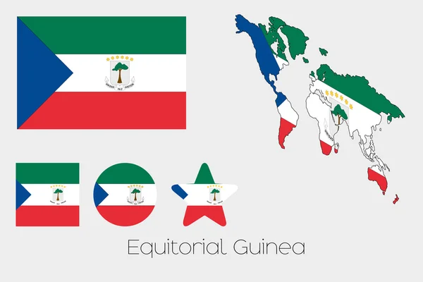 赤道ギニアの国旗を使用して複数の図形設定します。 — ストック写真
