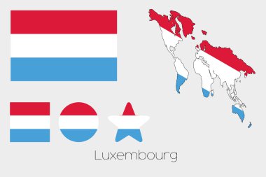 Birden çok şekil kümesiyle Lüksemburg bayrağı
