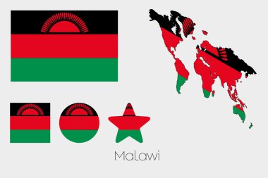 Birden çok şekil kümesiyle Malavi Cumhuriyeti bayrağı